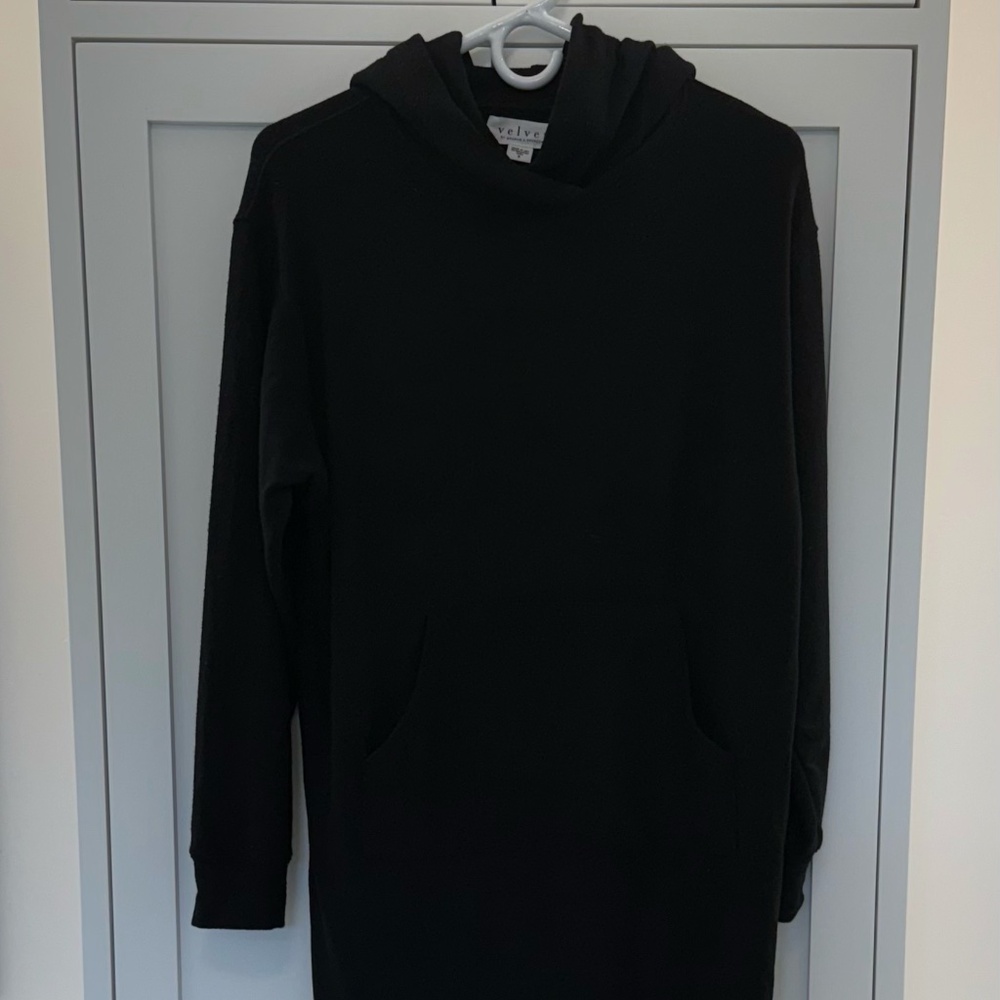 Velvet by Graham & Spencer Zelma Hooded Sweatshirt Dress, Size Small, Black